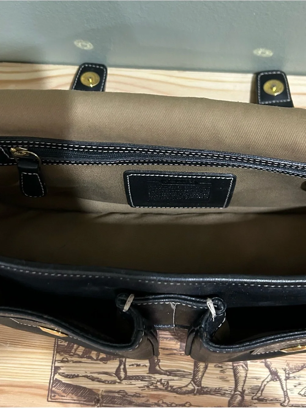 Authentic Coach Black Leather Shoulder Bag with Gold Buckles